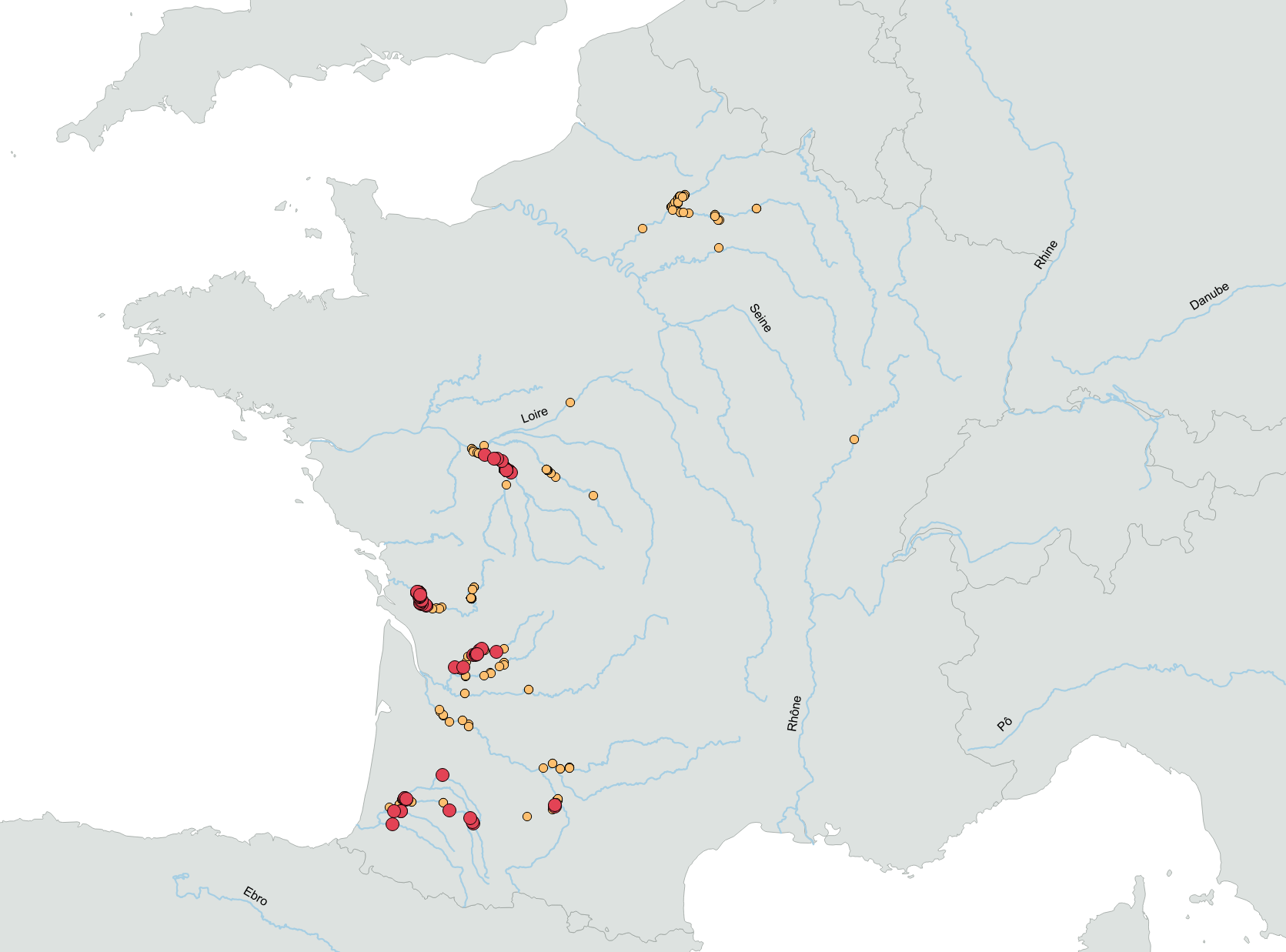Carte de répartition des populations actuelles Carte de répartition des populations actuelles